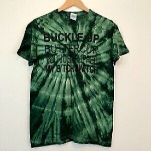GILDAN Mens Heavy Cotton Green Tie Dye Humor Short Sleeve Cotton Tee T-Shirt S